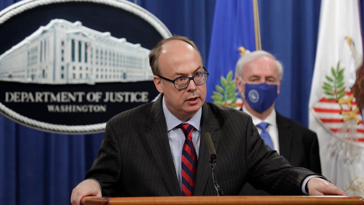 FILE - Acting Assistant U.S. Attorney General Jeffrey Clark speaks as he stands next to Deputy...